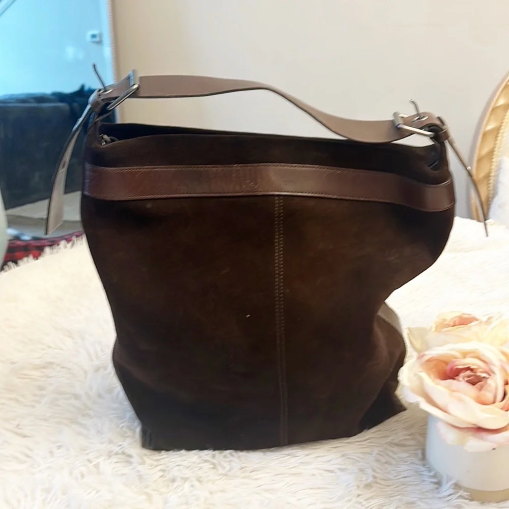 Banana Republic Brown Suede Leather Oversized Tote Purse Bag EUC
